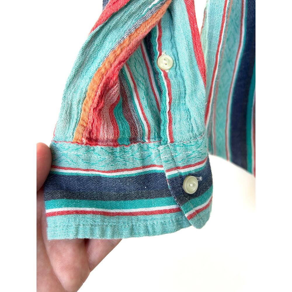 Ralph Lauren Vintage Striped Button Down Shirt Teal Oversized 2X XXL Classic - Picture 5 of 7